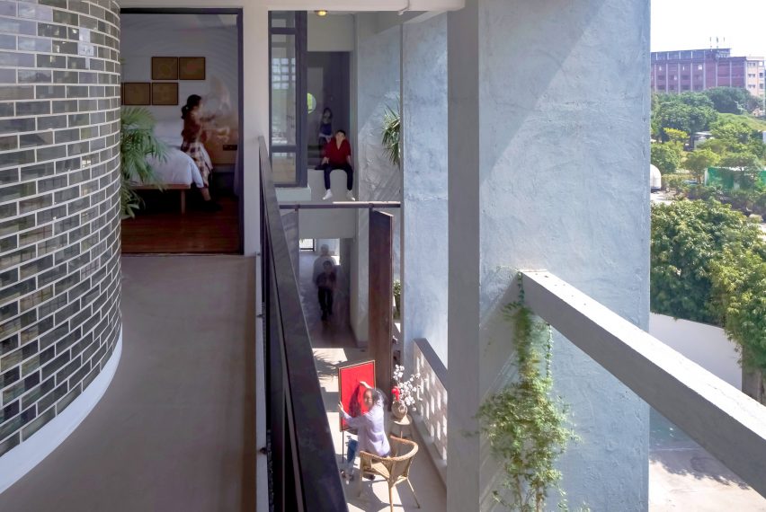 Balconies of Borderless Community of Zi Ni Twelve Portals, housing project designed by Fei Architects in Guangzhou, China