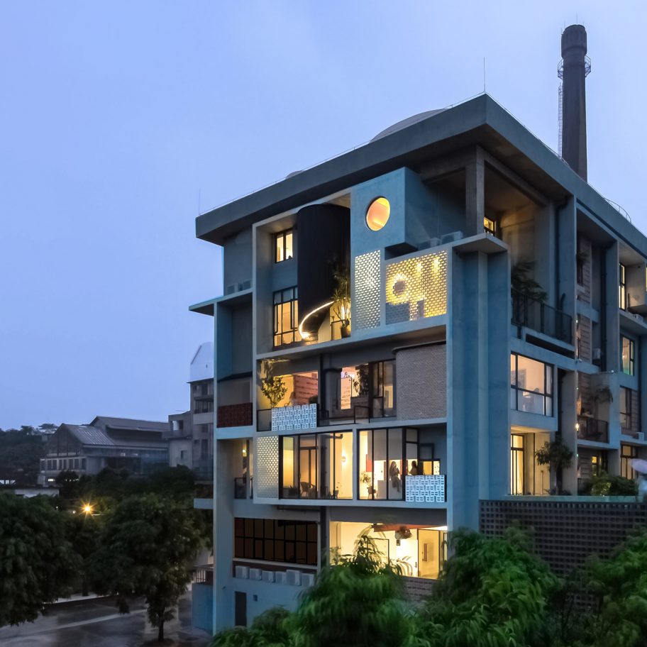Exterior of Borderless Community of Zi Ni Twelve Portals, housing project designed by Fei Architects in Guangzhou, China