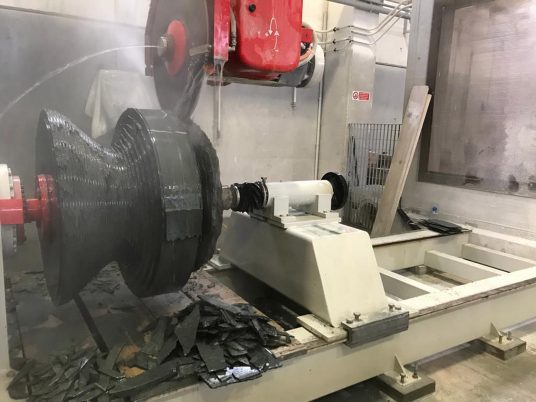 Granite chair being cut