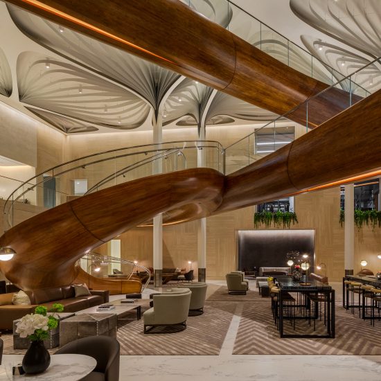 The Waterline Club is a private leisure club for residents of New York’s Waterline Square