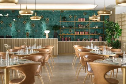 Interiors of Yung's Bistro restaurant in Hong Kong