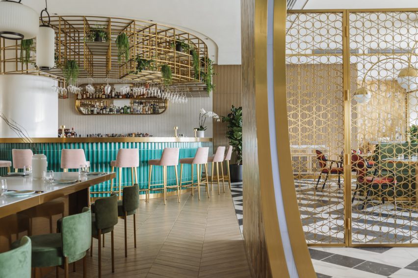 Interiors of Yung's Bistro restaurant in Hong Kong