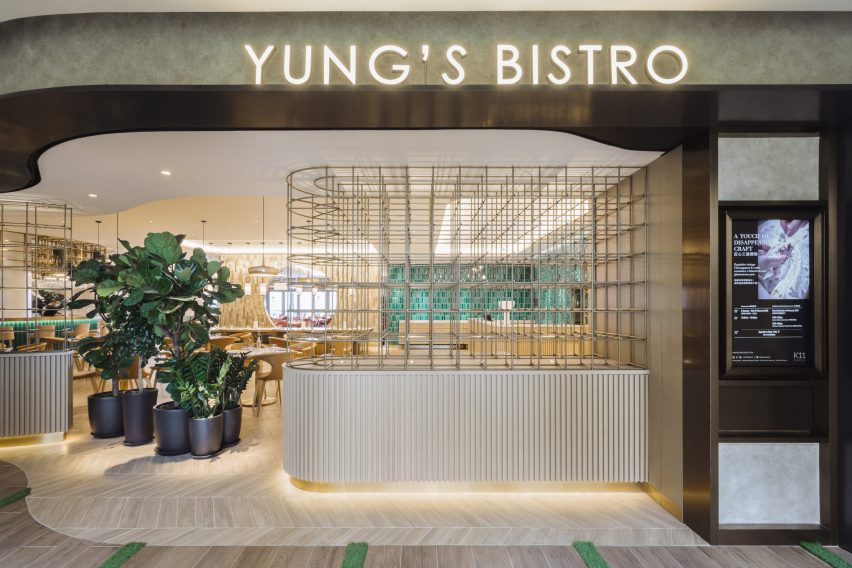 Interiors of Yung's Bistro restaurant in Hong Kong