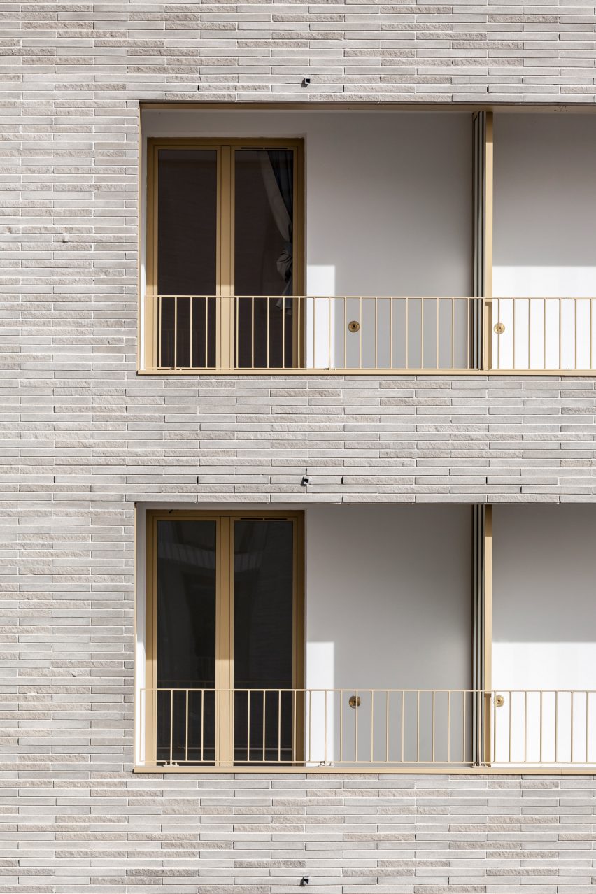 Brick facade of Zellige housing in Nantes, France, by Tectône and Tact Architectes