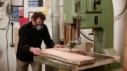 Sawing planks at Saunders Seasonings
