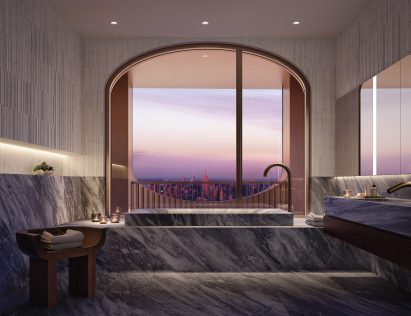 Master bathroom in Aston Martin Residences by David Adjaye and Aston Martin