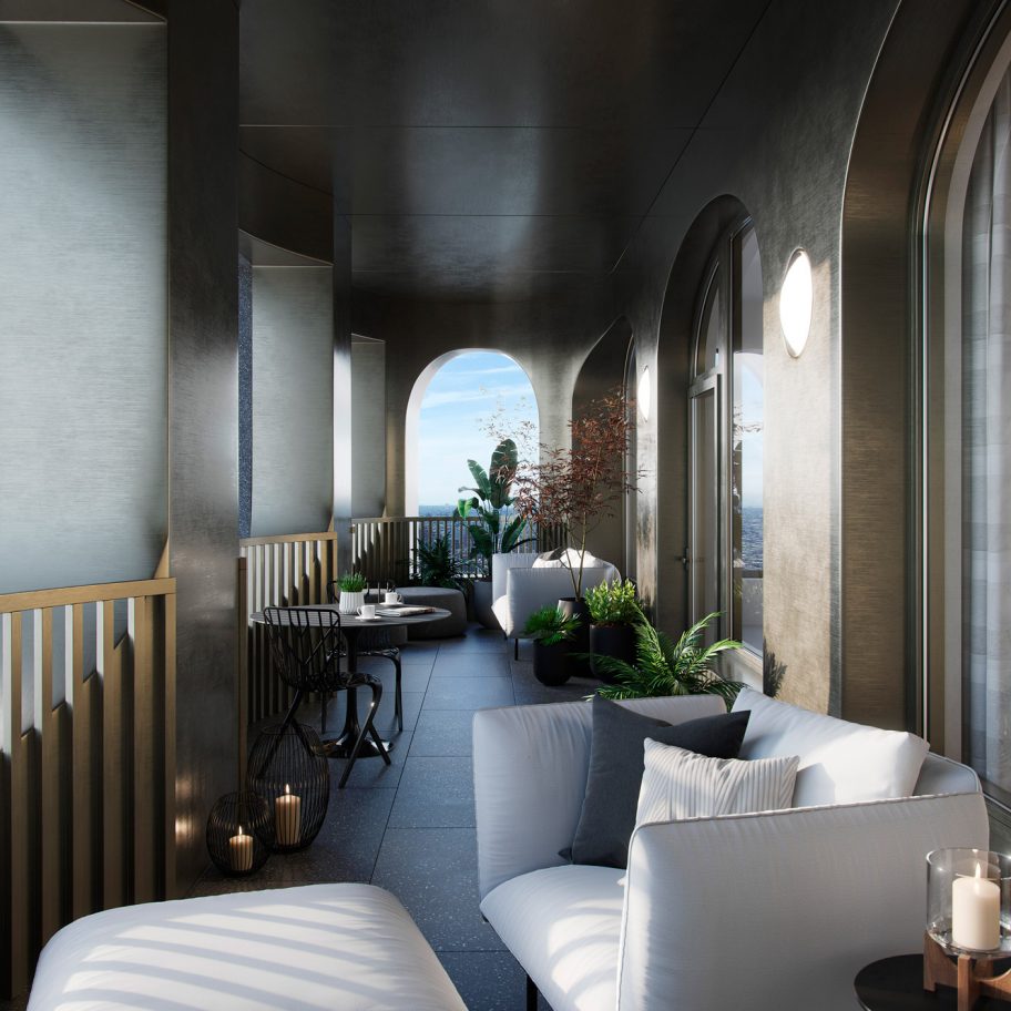 Outdoor space in Aston Martin Residences by David Adjaye and Aston Martin