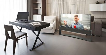 Render of a rollable OLED television by LG Display