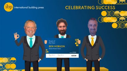 Benedict Hobson collects event of the year award for Dezeen's Virtual Design Festival at IBP Awards 2020