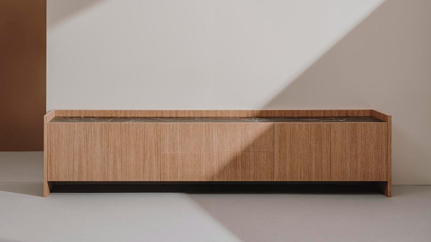 Tempo sideboard leg version in oak by Estudio Andreu for Andreu World