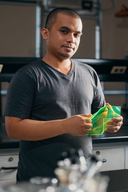 Carvey Ehren Maigue with his solar panel system