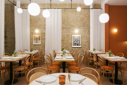 London's Beam cafe has exposed brick walls
