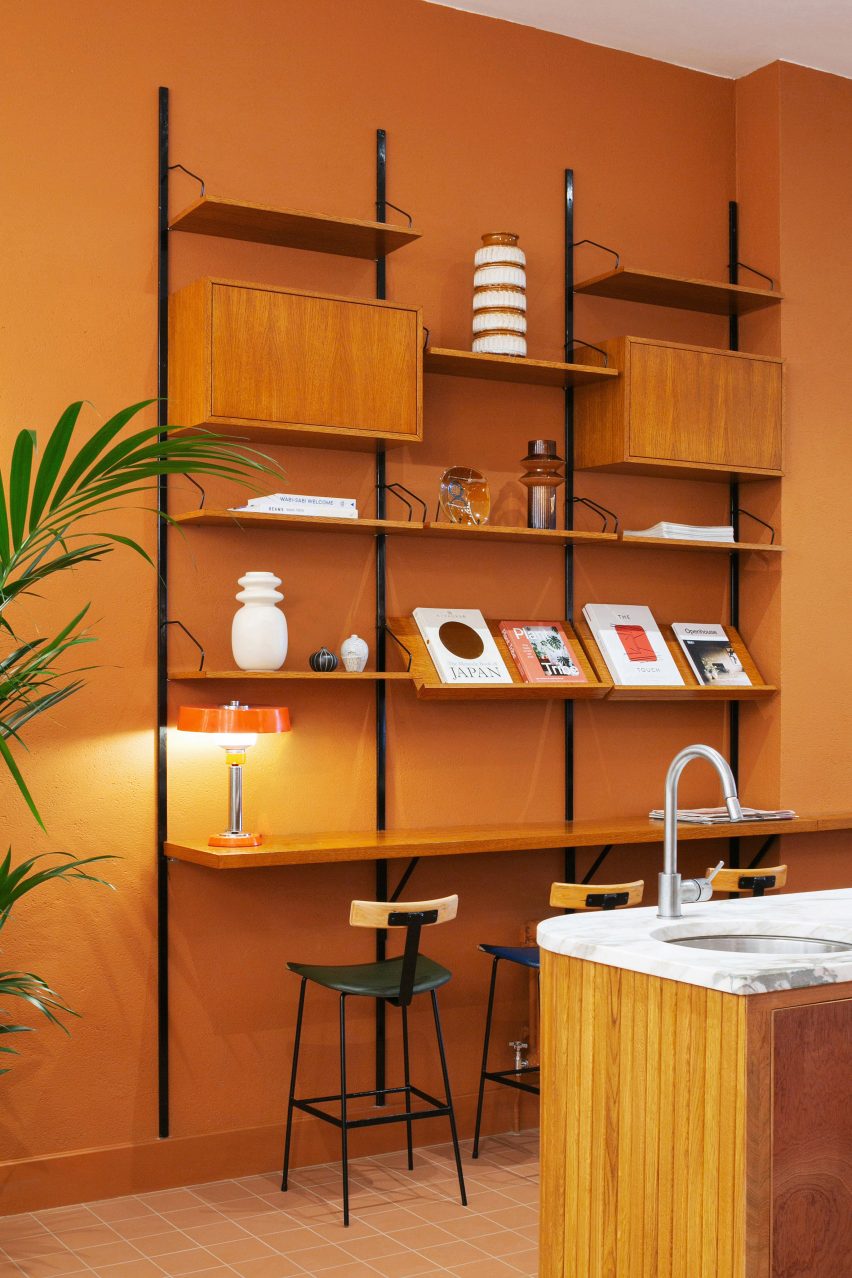 Orange interiors of Beam cafe in London