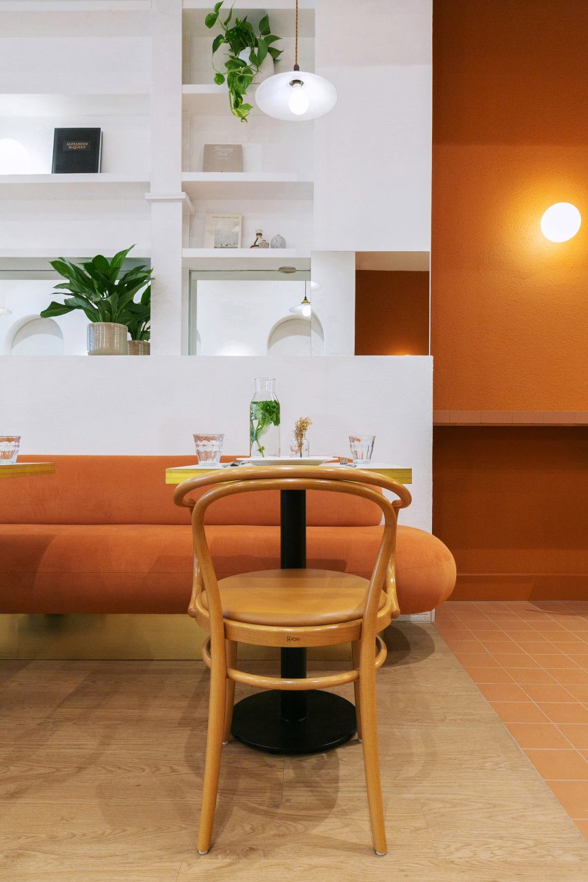 Orange interiors of Beam cafe in London