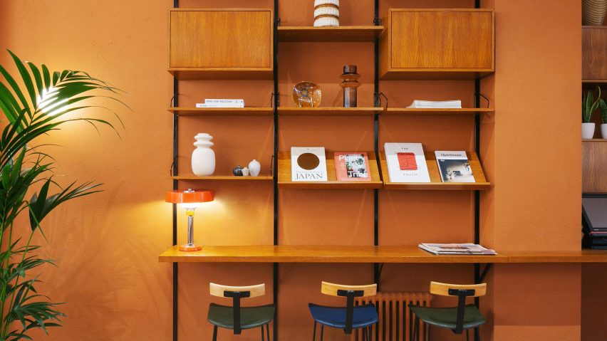 Orange interiors of Beam cafe in London