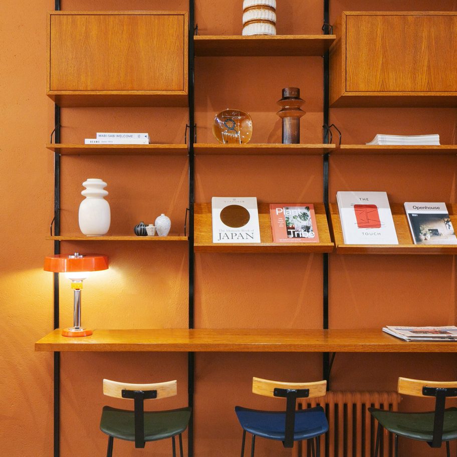 Orange interiors of Beam cafe in London