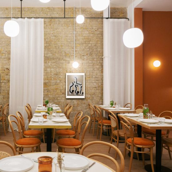 London's Beam cafe has exposed brick walls
