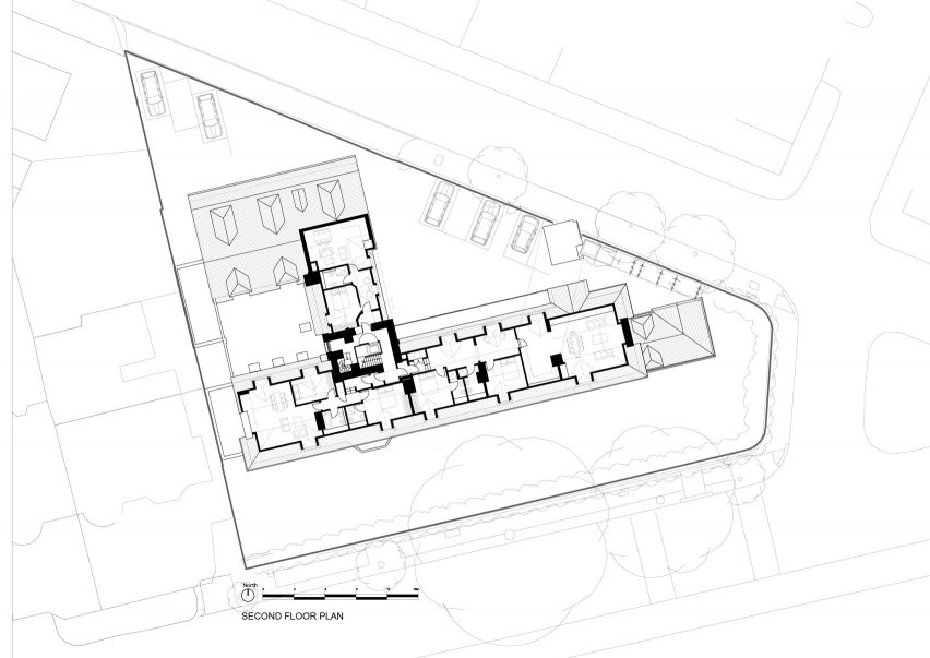 Plans for Belsize Fire Station converted into apartments by Tate Harmer, London