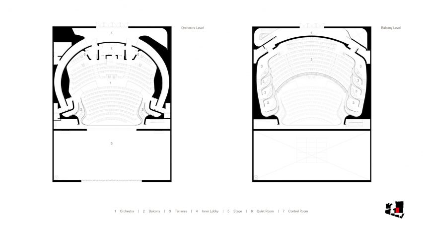 Plans for Coca-Cola Stage at the Alliance Theater by Trahan Architects in Atlanta, Georgia