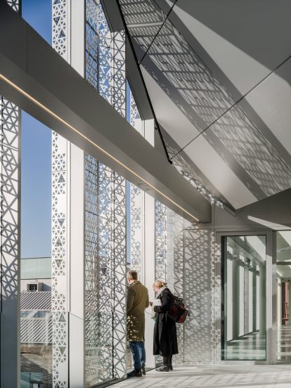 Dappled light in office block