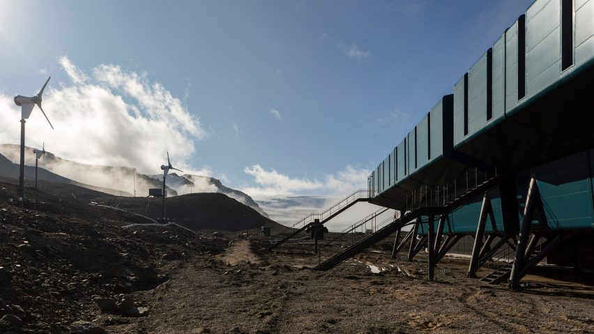 Wind turbines beside the Comandante Ferraz Antartic Station by Estúdio 41 in Antarctica