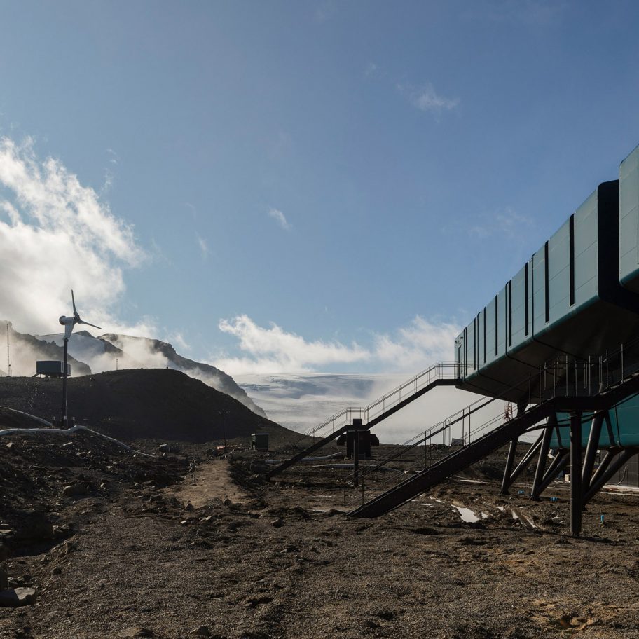 Wind turbines beside the Comandante Ferraz Antartic Station by Estúdio 41 in Antarctica