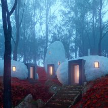 Dolmen Shelter is a fictional boutique hotel with stone-shaped guest suites