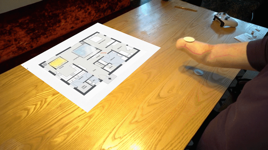 The Dots gesture-recognition system being used to draw lines