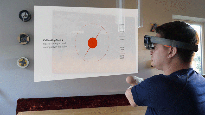 The Dots system in use for the scaling gesture