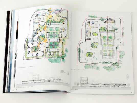 Spread from Dreamscape by a+u: Architecture and Urbanism magazine about Courtyard Kindergarten