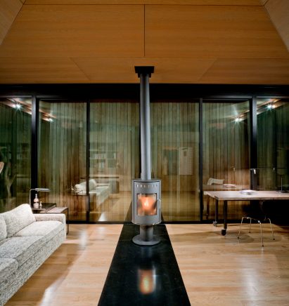 Raised shutters False Bay Writer's Cabin by Olson Kundig