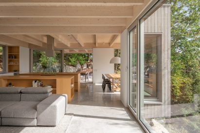 Living spaces in Forest House I by Natalie Dionne Architecture