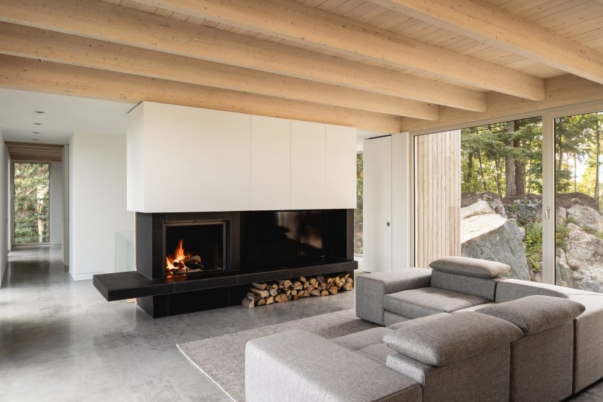 Fireplace in Forest House I by Natalie Dionne Architecture