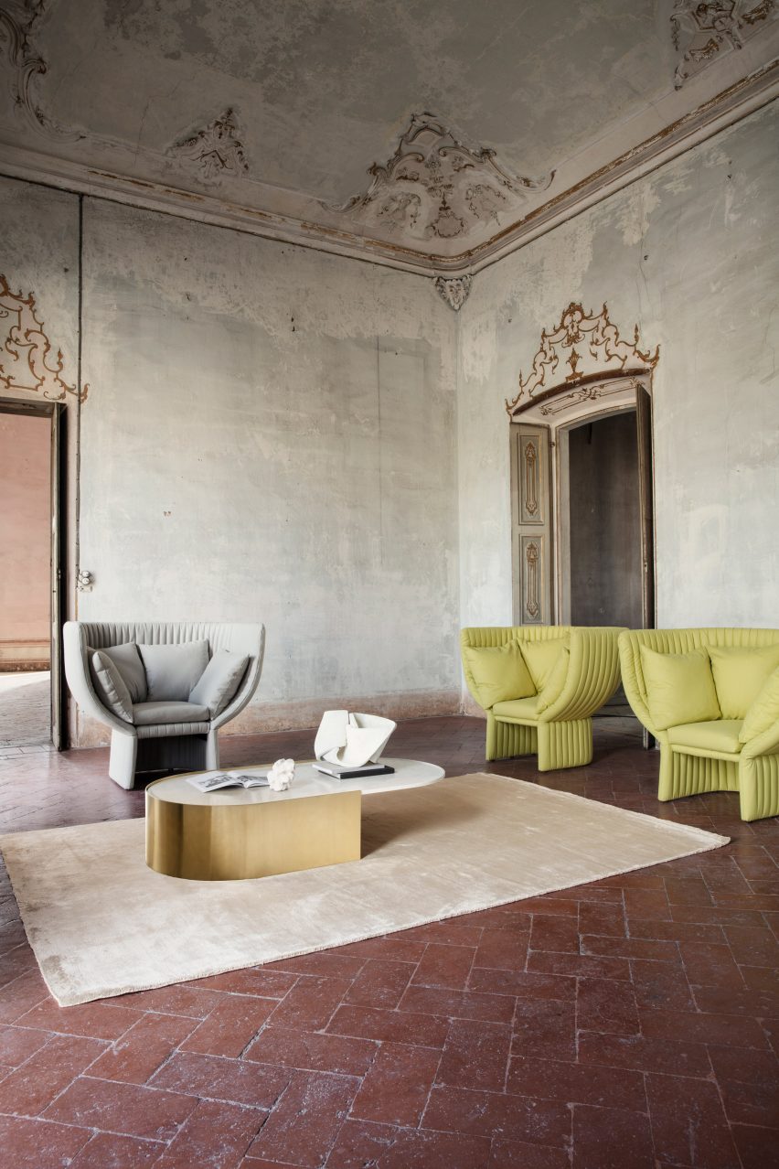 Ghisolfa sofa and chair designed by by Raffaella Mangiarotti for Italian brand IOC Project Partners