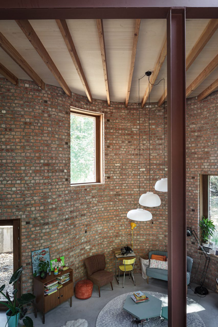 GjG House built of reclaimed bricks by BLAF Architecten in Ghent, Belgium