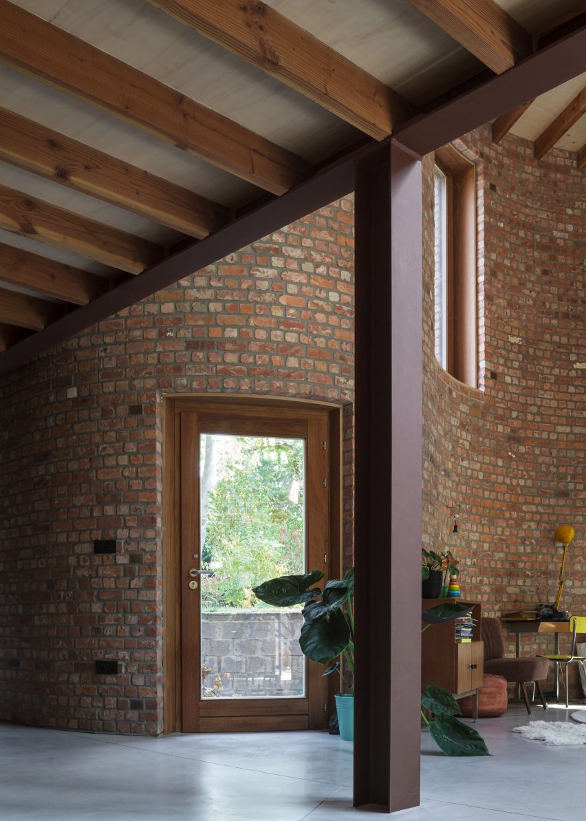 GjG House built of reclaimed bricks by BLAF Architecten in Ghent, Belgium