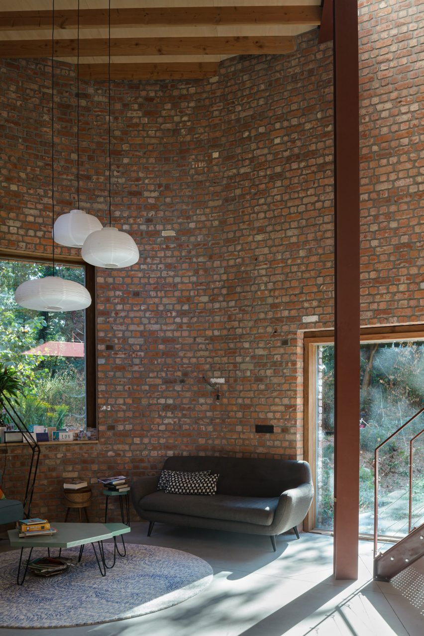 GjG House built of reclaimed bricks by BLAF Architecten in Ghent, Belgium