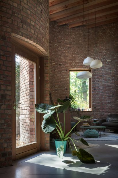 GjG House built of reclaimed bricks by BLAF Architecten in Ghent, Belgium