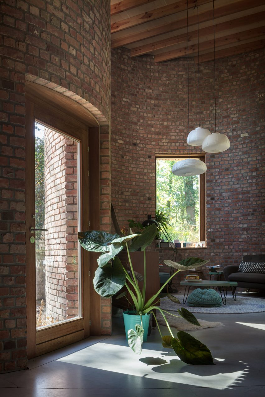 GjG House built of reclaimed bricks by BLAF Architecten in Ghent, Belgium
