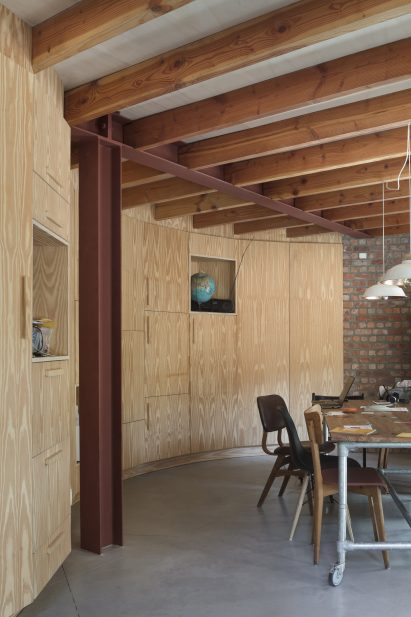 GjG House built of reclaimed bricks by BLAF Architecten in Ghent, Belgium