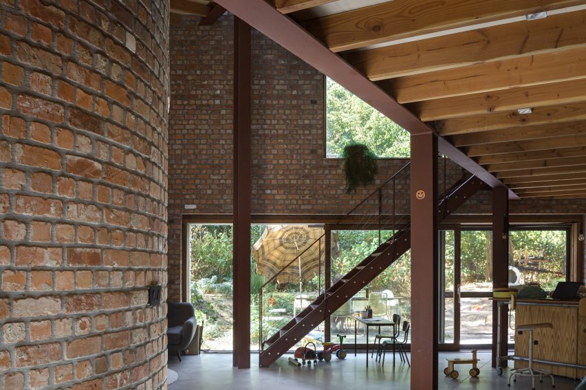 GjG House built of reclaimed bricks by BLAF Architecten in Ghent, Belgium