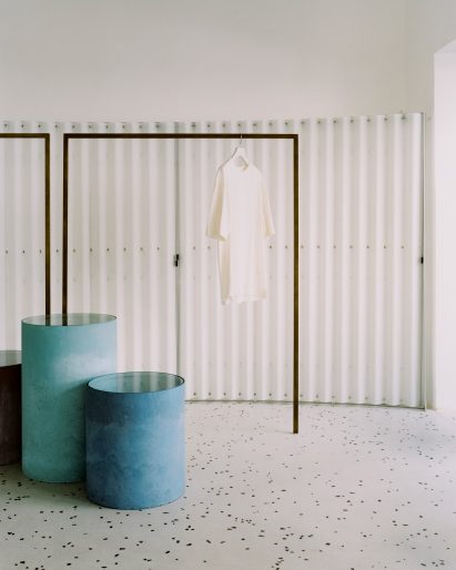 Geometric display hangers and colourful stands