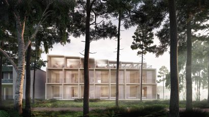A exterior visual of the proposed Hotel GSH extension by 3XN and GXN