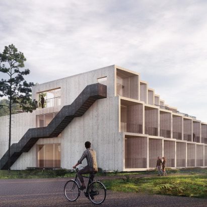 A visual of Hotel GSH that 3XN and GXN are developing in Denmark