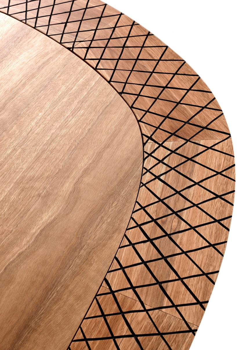 Detail view of Gulnura Table by Foolscap Studio and Manapan