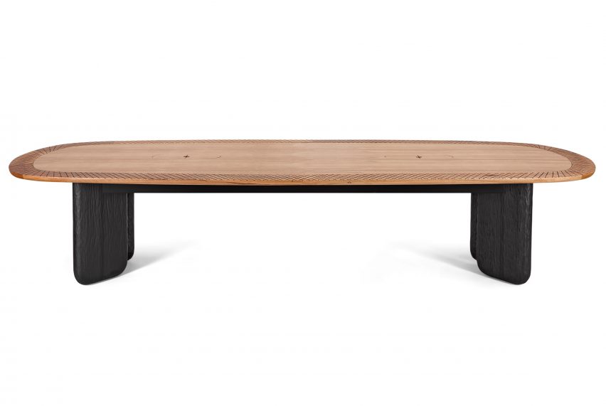 Side view of Gulnura Table by Foolscap Studio and Manapan