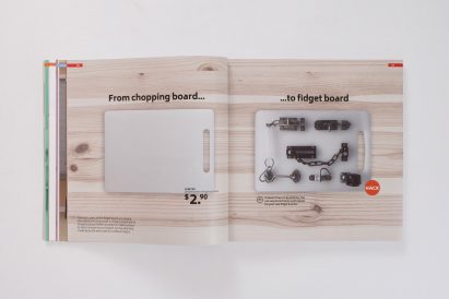 DIY fidget board for people with dementia from the Hack Care book