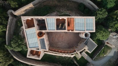 Helfštýn castle aerial view