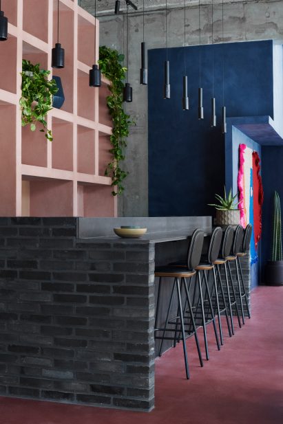 Bar seating at Hija de Sanchez Cantina by OEO Studio