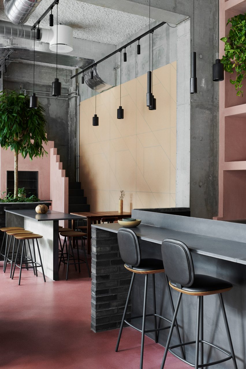 Shades of pink and yellow at Hija de Sanchez Cantina by OEO Studio